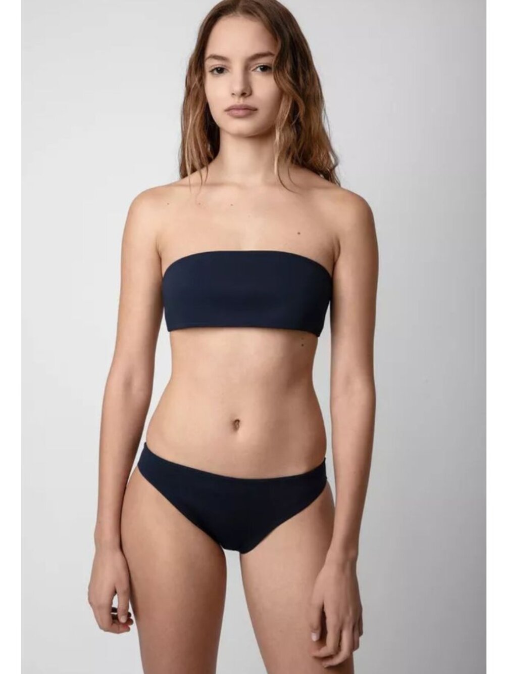 NWT Zadig & Voltaire Crinkle Bandeau Bikini Set Black